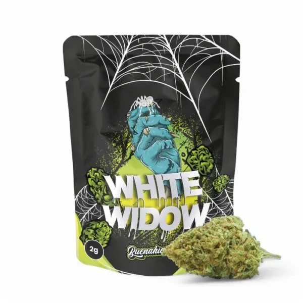 White Widow CBD flor premium de cultivo indoor, aroma terroso y picante