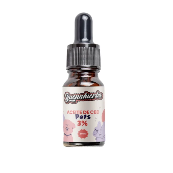 Botella de Aceite CBD para mascotas 3% con aroma a salmón 30ml Buenahierba